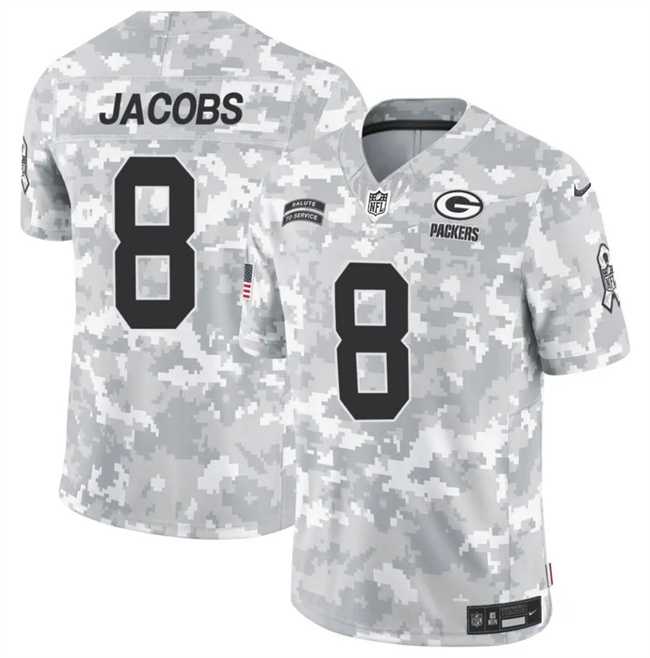 Men%27s Green Bay Packers #8 Josh Jacobs 2024 F.U.S.E Arctic Camo Salute To Service Limited Stitched Football Jersey Dzhi->detroit lions->NFL Jersey